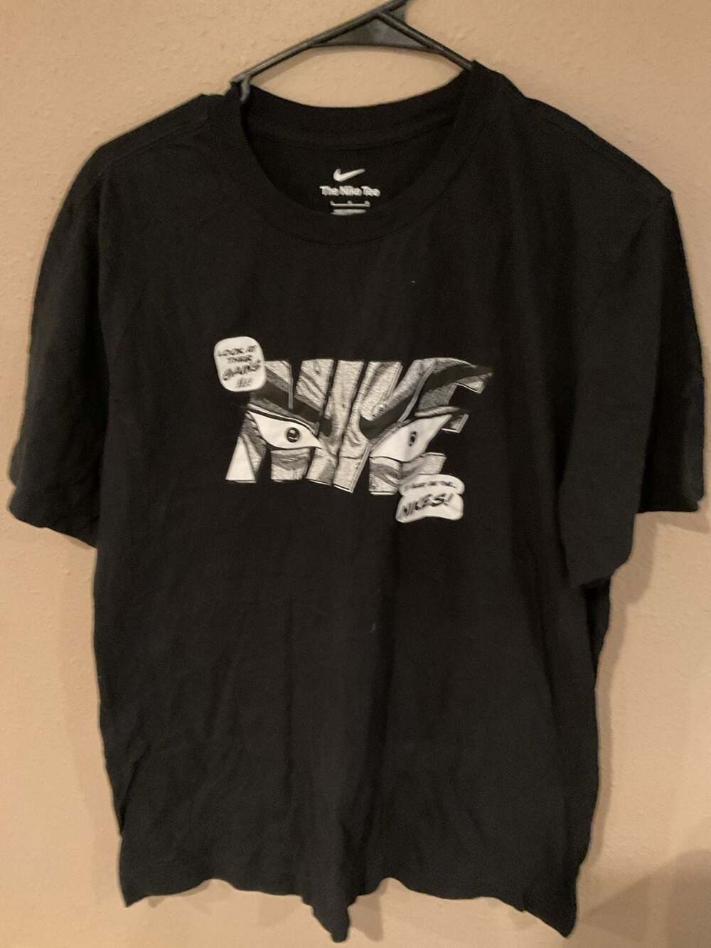 Nike Manga Anime Graphic T-Shirt 'Look At Their Gains' Black Size Large